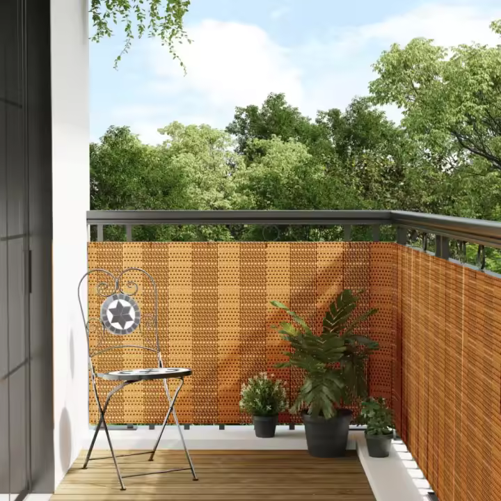 vidaXL Toldo para balcón ratán sintético marrón claro 300x80 cm - 1