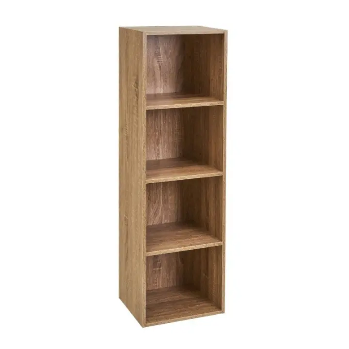 Dcasa Estantería cubo flotante 3 estantes de madera marrón de 30x24x106 cm - 1