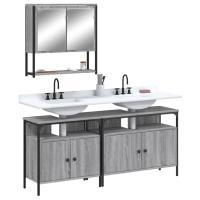 vidaXL Set de muebles de baño 3 pzas madera contrachapada en color Roble Sonoma/Gris sonoma/Marrón roble y más | almacenamiento funcional diseño moderno para baño dormitorio sala - details 1