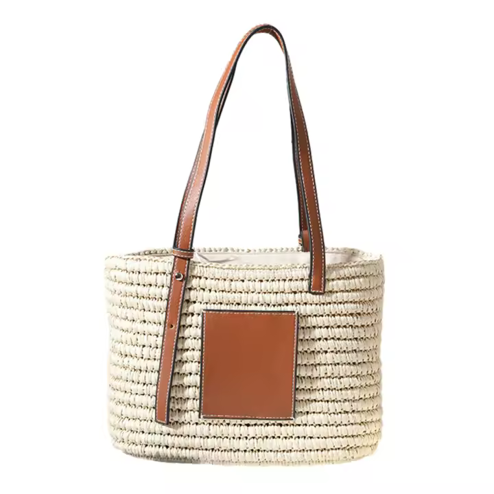 Bolso Vintage de Paja Tejido a Mano 27x10x20cm - 1