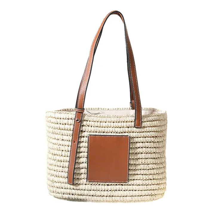 Bolso Vintage de Paja Tejido a Mano 27x10x20cm - 1