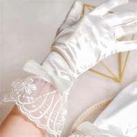 Guantes De Boda Elegantes Para Novia Con Lazo Accesorios De Boda Para Damas Guantes De Noche Formales De Encaje Rayón Talla Única - details 26