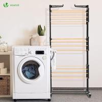 ARISE SHOP-KINVARA Tendedero 3 alturas negro,Tendedero plegable Metal Hierro de 3 niveles para ropa para uso en interiores y exteriores,Colgador de ropa plegable tipo rodillo, estante de pie para ropa,con Ruedas y Fácil de Mover - details 5
