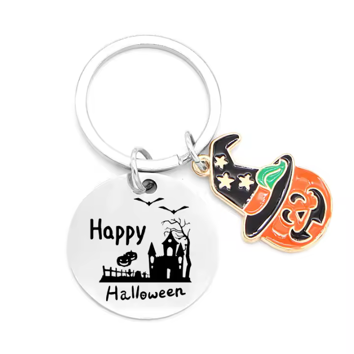 Llavero de acero inoxidable de Halloween, calabaza y fantasma, regalo de Halloween para amigos, fiesta temática - 1