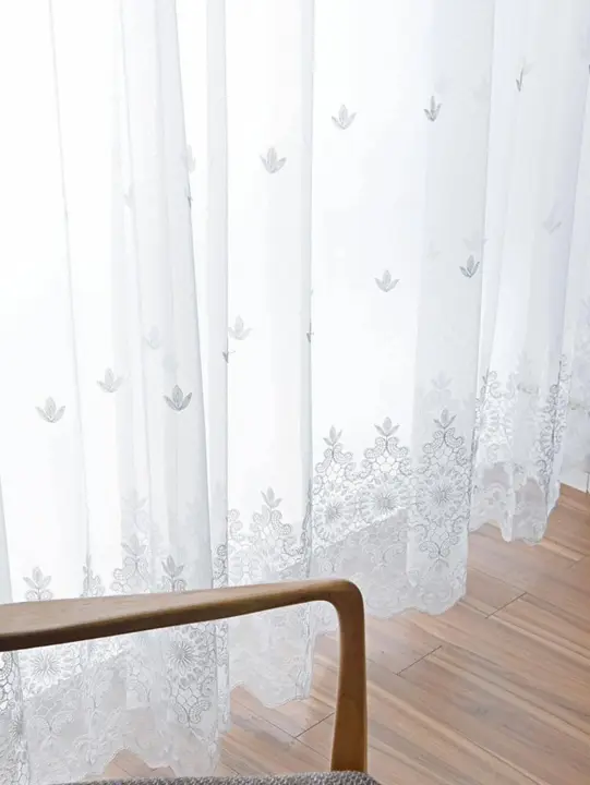 Cortina De Miroso Lujo Europeo 1 Pieza Para Sala De Estar Comedor Dormitorio Tejido De Punto Translúcida De Poliéster 100% - 1