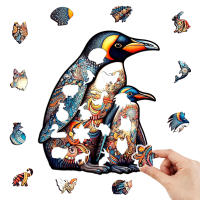 Rompecabezas De Madera En Forma Irregular Con Diseño De Pingüino Juego De Ajedrez DIY Para Niños Y Adultos Rompecabezas Personalizado - details 1