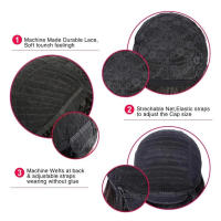 Pelucas Ricas De Enredos Para Mujeres Negras Pre Despeinadas De Máquina Peluca Brasileña De Cabello Humano Virgen Remy Textura Jerry Curl Longitud Corta (4-16 Pulgadas) - details 1