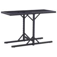 vidaXL Mesa de jardín de vidrio y ratán sintético 110x53x72 cm en color Beige/Negro y marrón/Marrón y más | estructura resistente ideal para salón dormitorio o estudio - details 4
