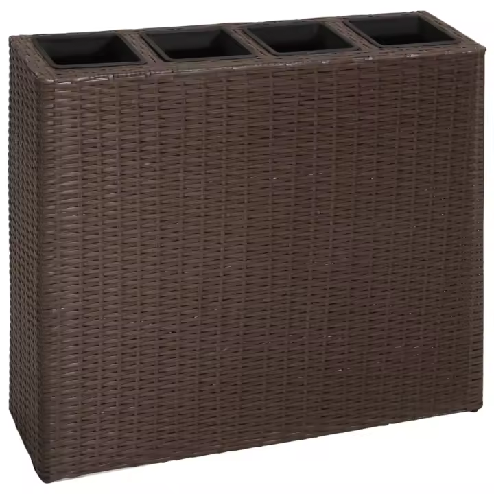 vidaXL Jardinera alta con 4 macetas 2 uds ratán sintético Color Gris,  Blanco,  Negro y mas - 1