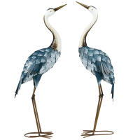 Outsunny Set de 2 Piezas Estatuas de Jardín de Grulla de Acero Esculturas de Garza para Exteriores Adornos de Grulla para Decoración de Césped Patio Estanque - details 0