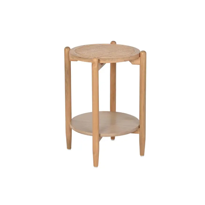 Mesita Auxiliar Paulownia Ratan 38X38X54,5 Natural - Fijalo - El mejor complemento para tu hogar. - 1