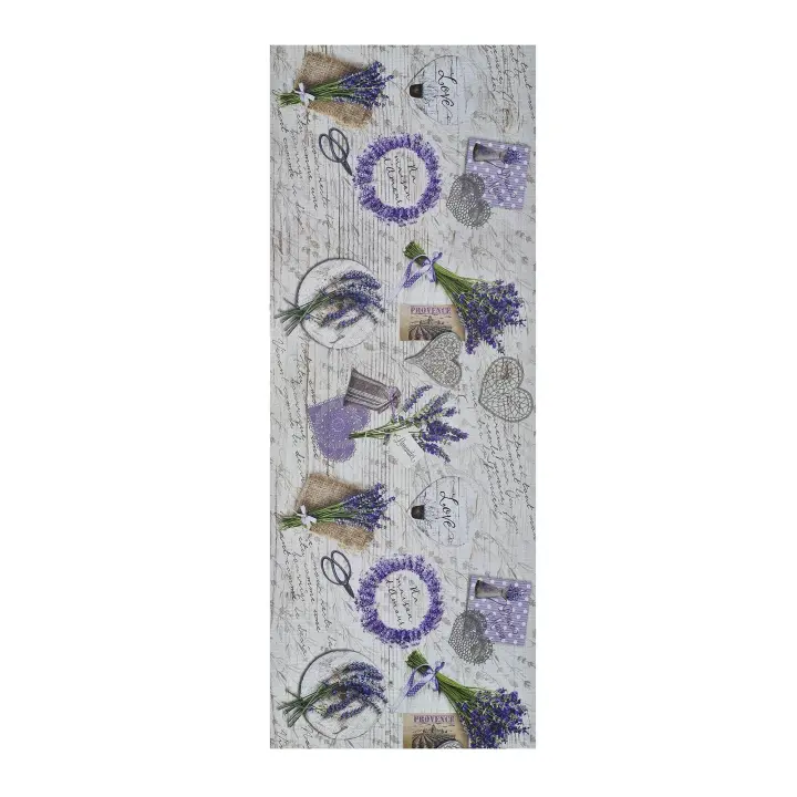 Alfombra vinílica de cocina diseño con plantas en violeta - SPRINTY PROVENCE | 52x100, 52x200 cm - 1