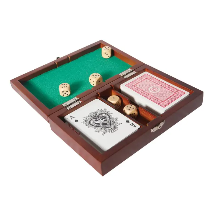 Estuche de Madera con Cartas y Dados de Póker - Natural Games 62508388 - 1