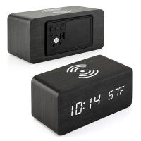 Reloj De Alarma Digital De Madera Con Carga Inalámbrica Reloj LED Con Hora Fecha Temperatura Para Escritorio Oficina Lado Del Cama Moderno - details 10