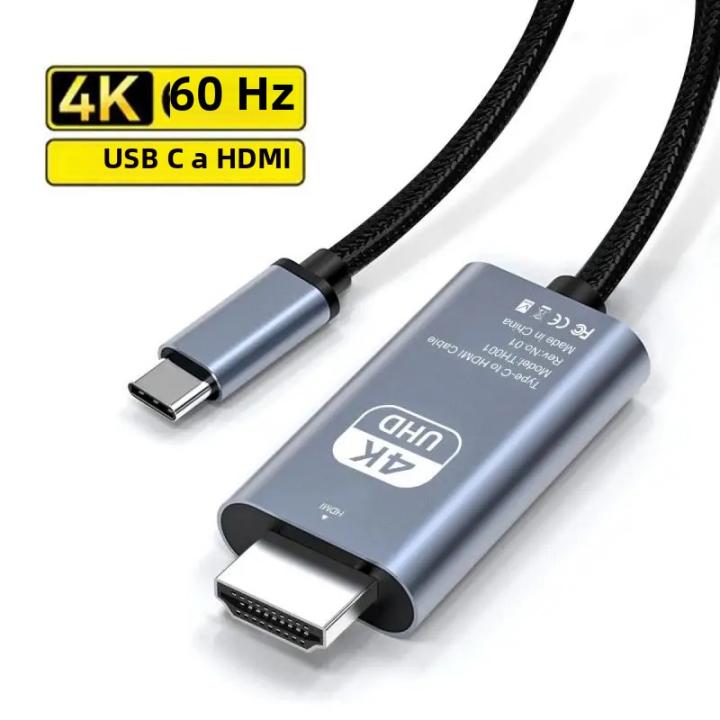 Adaptador USB C a HDMI 4K 60Hz Cable Tipo C Para iPhone 15 TV Convertidor MacBook Air iPad Samsung Laptop Conector Male-Female HDMI-Compatible1.4