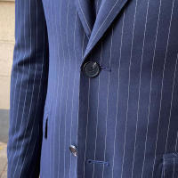 Traje De Boda Formal Slim Fit 3 Piezas Color Sólido Azul Marino Conjunto De Traje De Negocios Con Chaleco Pantalones Y Chaqueta Para Hombres - details 5