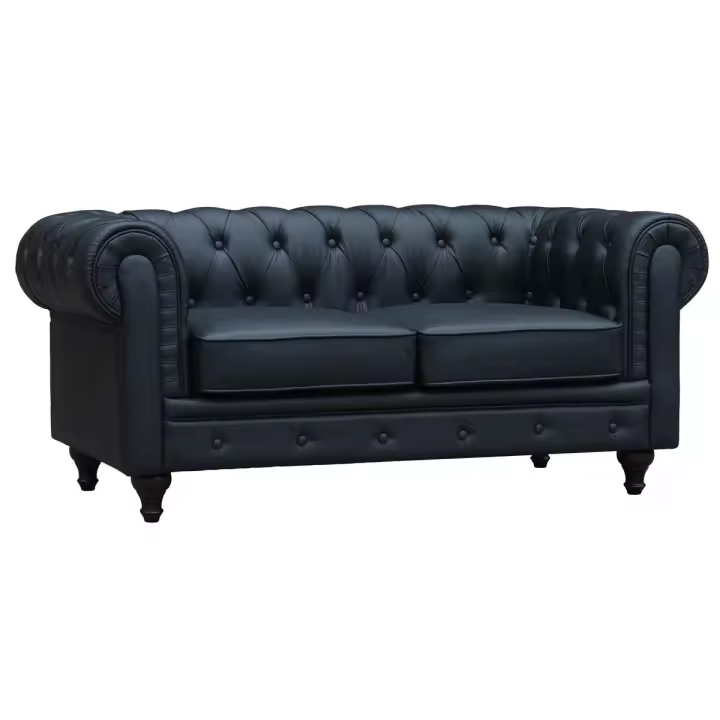 Sofá Chesterfield "Aliza"- 2 plazas - Negro - 1