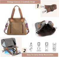 Bolso de hombro de Lona para Mujer, Bandolera multicuional de gran capacidad, para Exteriores, a la moda - details 4