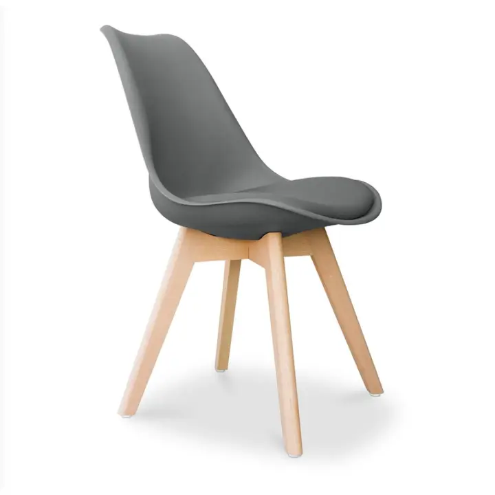 ORION91 Silla SIRIO Color Gris Oscuro Asiento Acolchado Piel Sintética y Patas Haya 54x81x48cm Comedor Oficina Salón Teletrabajo Cocina - SpazioLuzio - 1