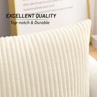 Funda De Cojín De Terciopelo 18x18 Estampado Rayado Para Decoración De Sala De Estar Cama Sofá Suave Cubierta De Cojín Beige Blanco - details 3