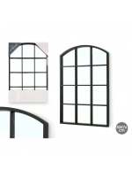 STARLEY-Espejo rectangular de pared con 12 ventanas, espejo decorativo de metal negro, se cuelga vertical u horizontalmente, 50 x 76 CM - details 2