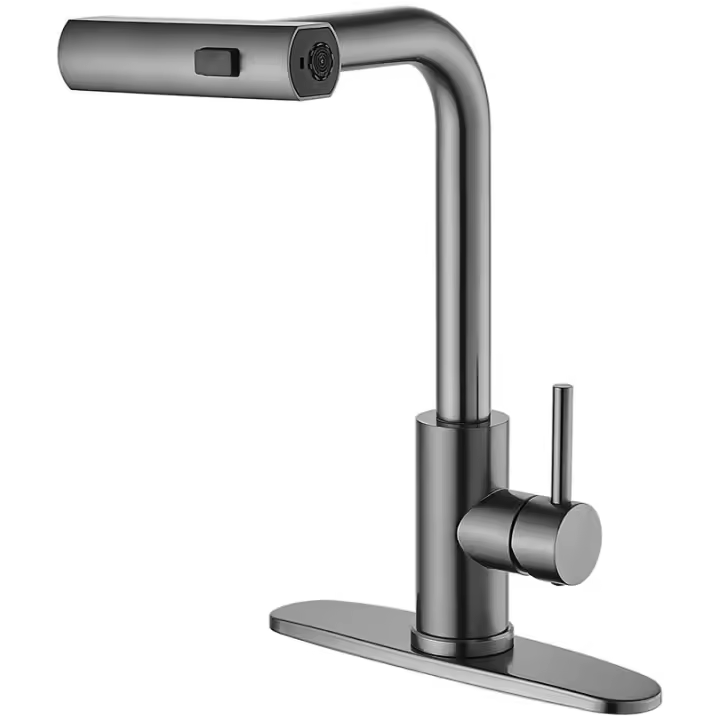 Grifo De Cocina Retráctil En Acero Inoxidable Con Manijera Para Agua Caliente Y Fría Efecto Anti-salpicaduras Para Lavado De Verduras Y Fregadero - 1