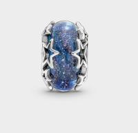 Pandora Charm Murano-Glas Momentos 'Sterne' Silber, Blau 790015 C00 - details 4