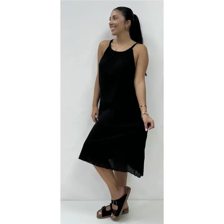 Vestido Lino Paula Negro - 1