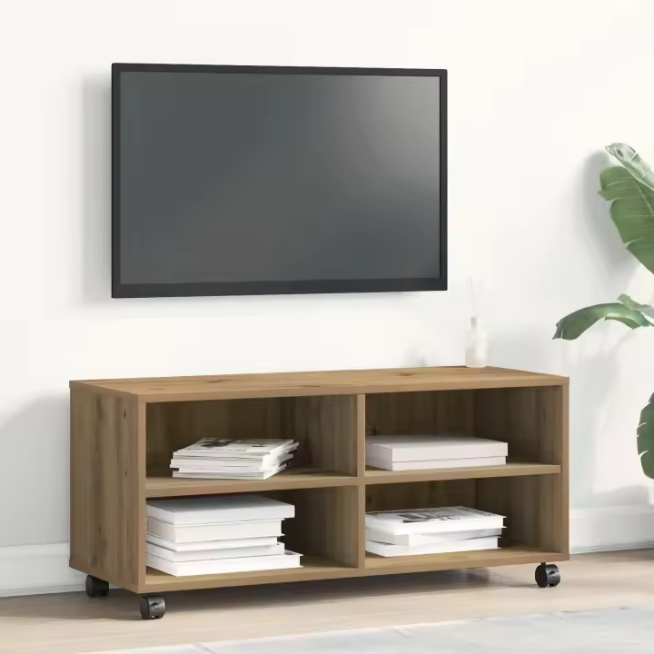Mueble de TV vidaXL de roble artesanal 90x35x35 cm en madera elaborada - 1
