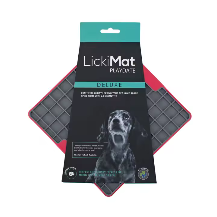 Lickimat Playdate Tuff Rojo Comedero Antiestrés Rígido para Perros y Gatos - 1