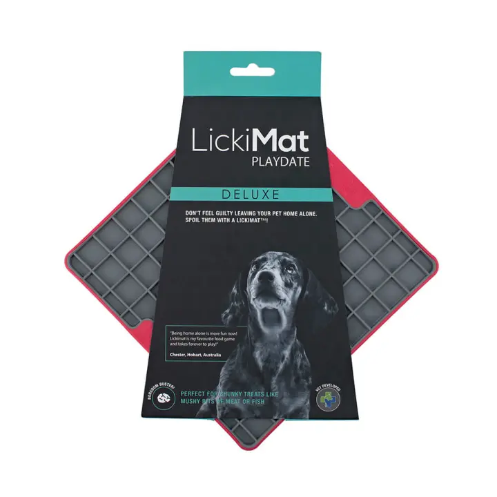 Lickimat Playdate Tuff Rojo Comedero Antiestrés Rígido para Perros y Gatos - 1