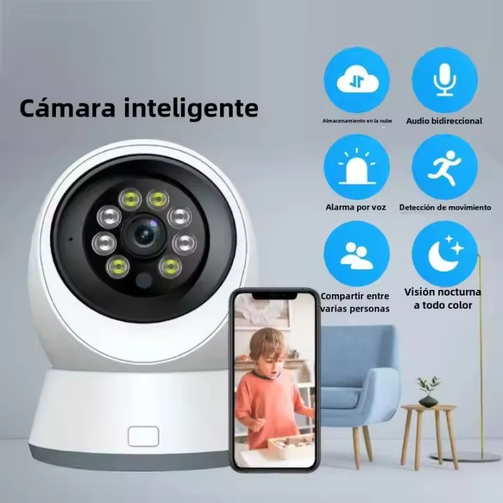 Cámara De Seguridad HD Para El Hogar Con Visión Nocturna Dos Vías Alerta De Movimiento Y Almacenamiento Múltiple 2.4GWi-Fi - 1
