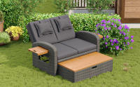 Conjunto de chaise longue de Jardín Para 2 plazas, Trino gris, apoyo ajustable, patites de Apoyo, Con reposapiés o como Cama de exterior, Con Juguetes y Juguetes de asiento - details 0
