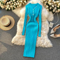 Vestido Bodycon Elegante De Mujer REALEFT Otoño Invierno 2024 Con Cinturón Y Botones De Manga Larga Estilo Casual Longitud Pierna - details 28