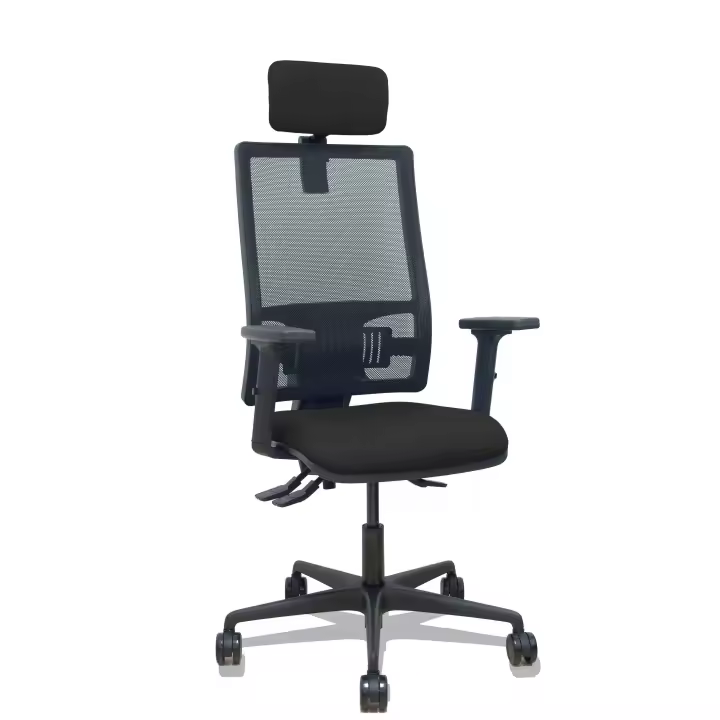 Silla Bormate asincro malla negra asiento bali negro brazos 2D ruedas 65mm cabecero regulable - 1