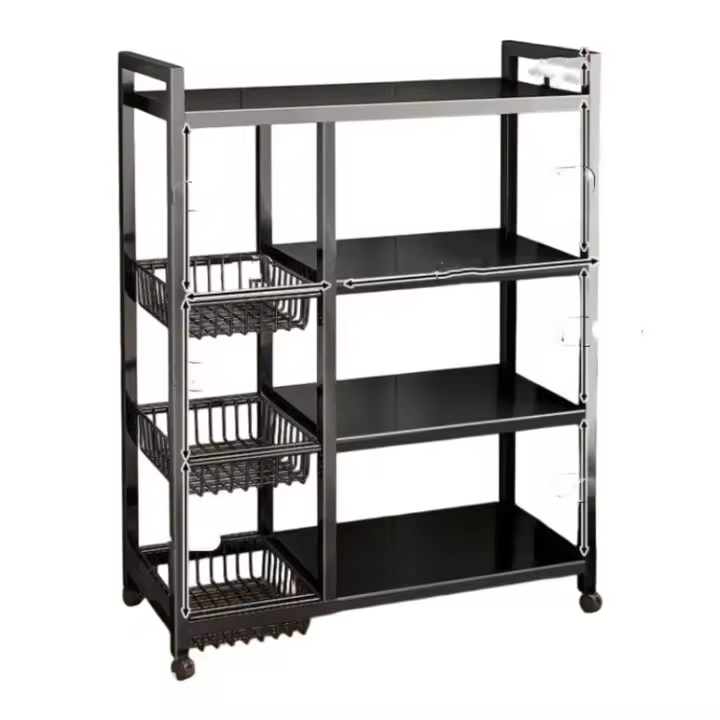 Estantes  para cocina microondas con ruedas,carritos organizador de salón de baño,mueble de cociona estantería de almacenamiento de metal libro juguete, estantería para con ruedas ,ESTANTERIA MICROONDA DE METAL - 1