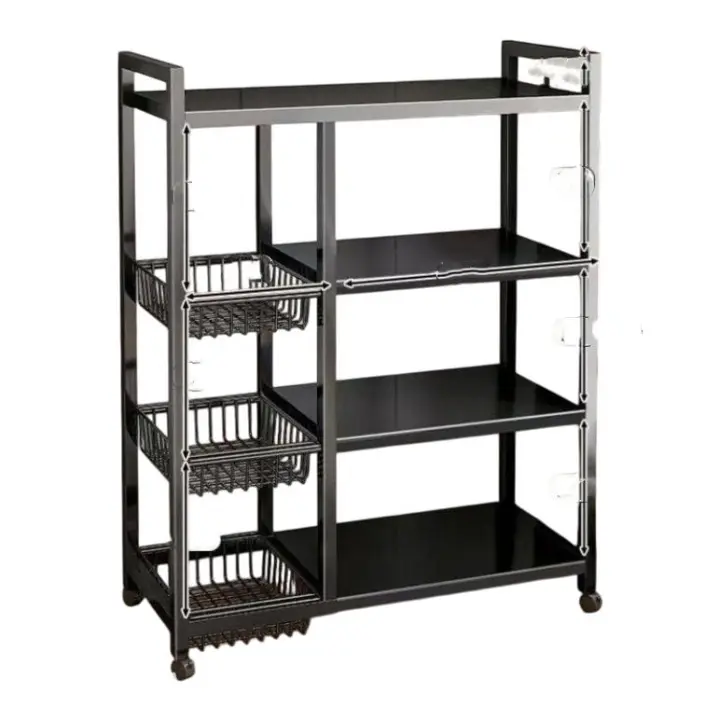 Estantes  para cocina microondas con ruedas,carritos organizador de salón de baño,mueble de cociona estantería de almacenamiento de metal libro juguete, estantería para con ruedas ,ESTANTERIA MICROONDA DE METAL - 1