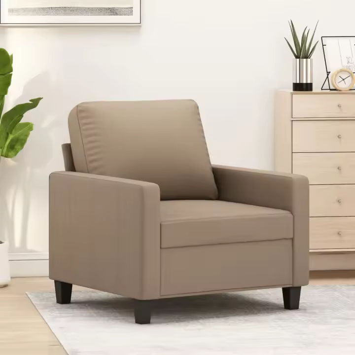 vidaXL Sillón cuero sintético color capuchino 60 cm - 1