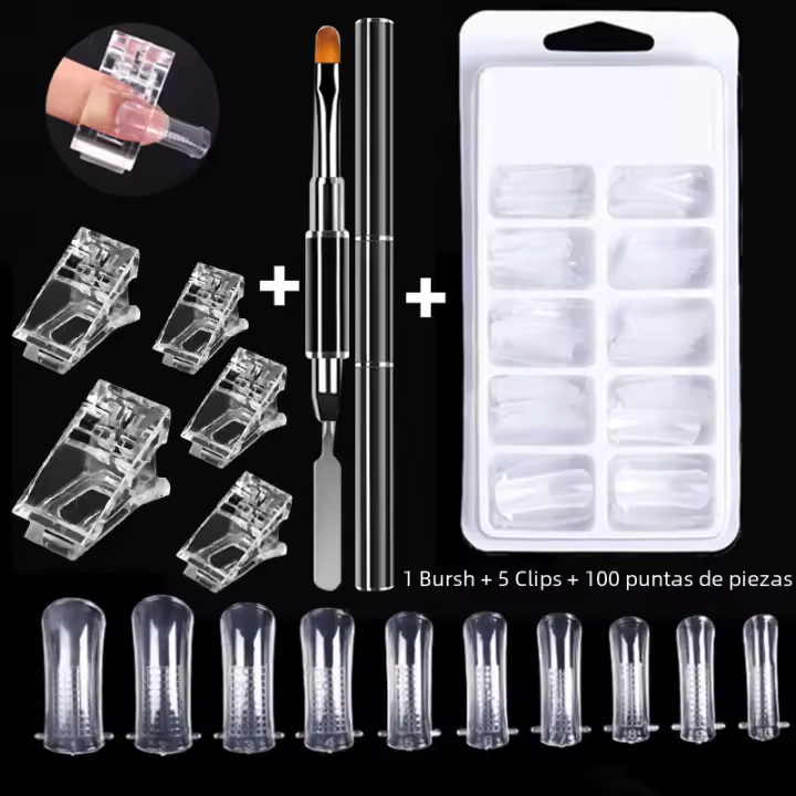 20/100Pcs Tiras De Uñas Postizas Cubiertas Por Encima En Color Transparente Para DIY Manicure Uso Con Acrílico Y Gel UV Kit De Extensión Rápida - 1