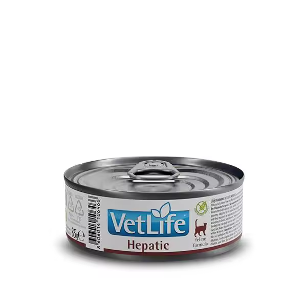 FARMINA VET LIFE NATURAL DIET CAT HEPATIC 12X85GR / alimento dietético completo para gatos para el apoyo de la función hepática - 1