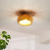 Lámpara De Techo De Bambú Tejida a Mano Estilo Chino Luz De Techo Rattan Wicker Arte De Madera Para Decoración De Hogar Cocina Restaurante - details 2