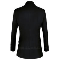 Traje De Boda Formal Para Hombre Doble Filo Moda Negocios Traje De Tuxedo Slim Fit Con Chaleco Y Pantalones Material COTTON Polyester Wool - details 4