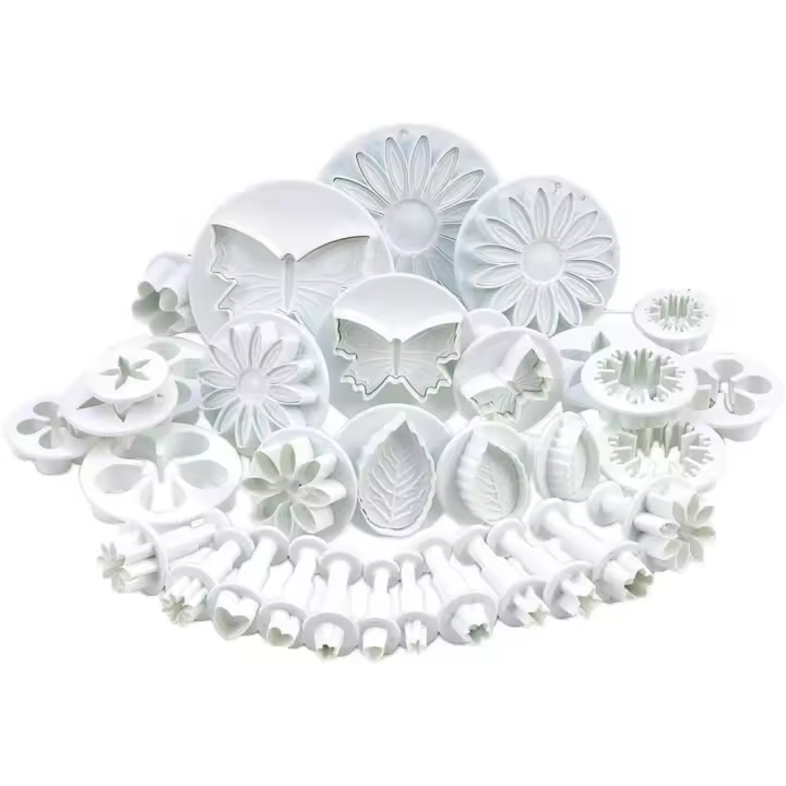 Cortador de émbolo de galletas de pastel de Fondant, artesanía de azúcar, flor, hoja, mariposa, molde de decoración en forma de corazón, herramientas de bricolaje, 33 piezas - 1