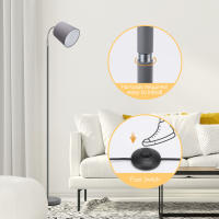 Aigostar Lámpara de Pie Salón Vintage,   Lampara de Pie con Cuello de Cisne Flexible y Foco Ajustable 360º, Compatible con Bombillas E14, Pantalla de Tela Gris, Pie Metálico, Interruptor de Pie - details 1