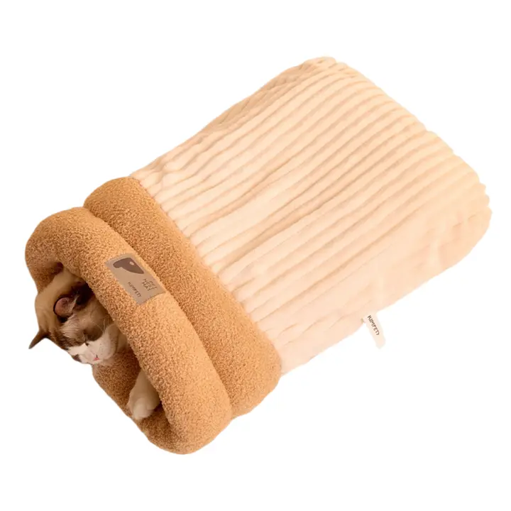 Bolsa De Dormir Para Gato Cálida Y Suave Casa De Mascota Para Gatos Con Túnel Nido Cerrado Accesorios Para Gatos Comodidad Y Estilo - 1