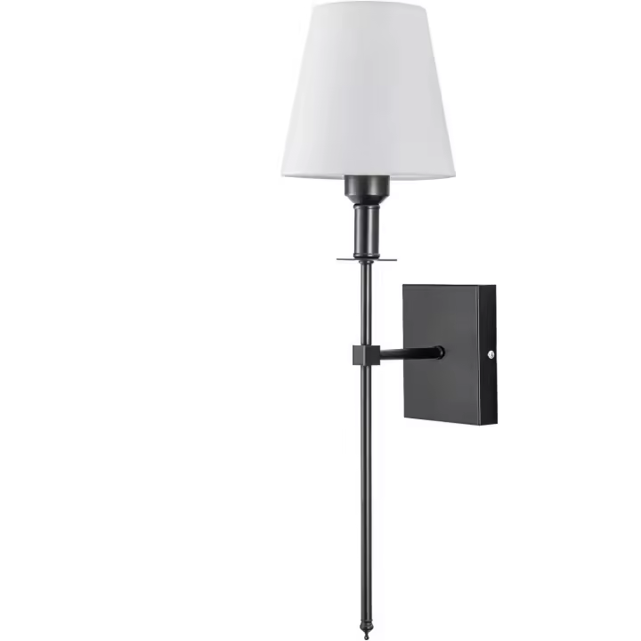Juego de 1 lámpara de pared con cableado, ideal para dormitorio, estilo rústico, luz de lectura de noche (negro) - 1