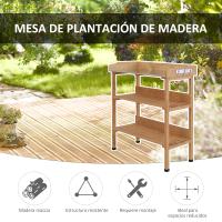 Outsunny Mesa para Plantas Mesa de Jardín Mesa para Flores con Superficie de Trabajo de Metal Jardín Madera Natural 76 x 37 x 89 cm - details 5