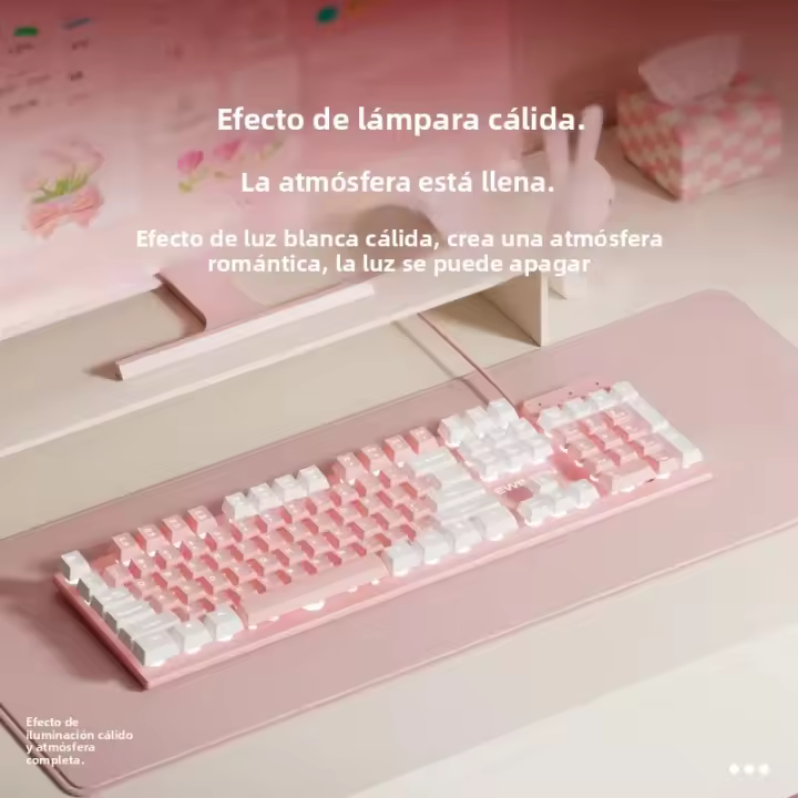 Teclado GX320Z Rosa EWEADN Silencioso Para Oficina Y Gaming Conexión USB 104 Teclas Ergonómico Y Cómodo Para PC/Laptop Windows - 1