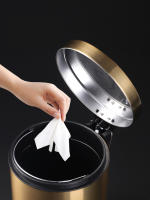 Bandeja De Papelera De Acero Inoxidable 5L Moderna Con Pedal De Pie Para Baño Y Cocina Resistente Al Polvo Y Agua Color Oro - details 13