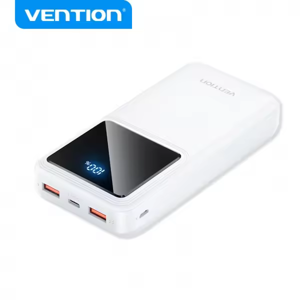Vention bateria powerbank 20000mah 22.5w usb (c+a+a) con pantalla led - color blanco - 1